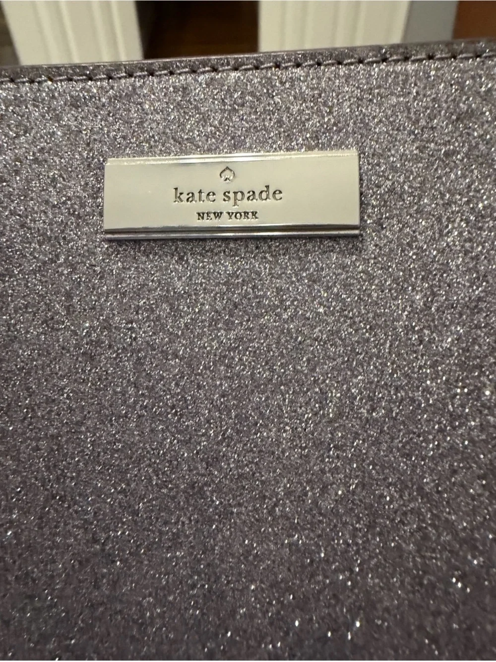 kate spade Candied Flower silver purple glitter wristlet with silver chain NWOT
